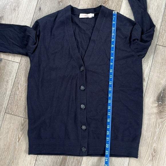 Tory Burch Madison Navy Blue Woolf Blend Button Up Cardigan - Picture 11 of 11